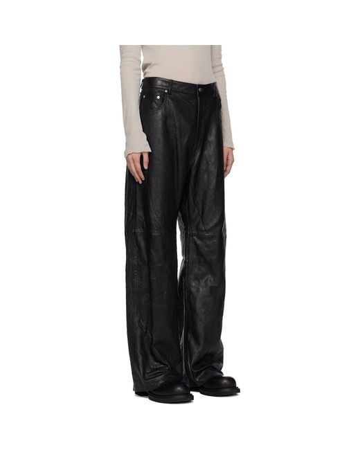 Rick Owens Black Temple Geth Leather Pants for men
