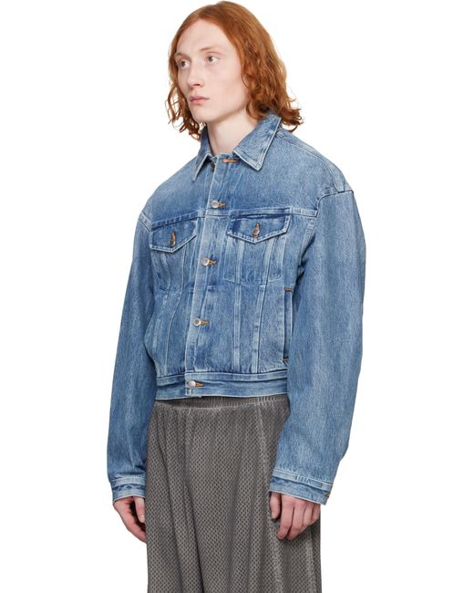 メンズ Alexander Wang ブルー ラウンド トラッカー デニムジャケット Blue