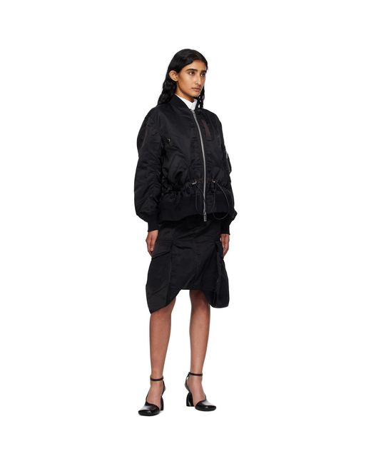 Sacai Black Nylon Twill Blouson Bomber Jacket
