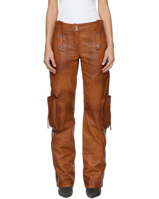 Pantalon brun en cuir à poches soufflet Blumarine en coloris Brown