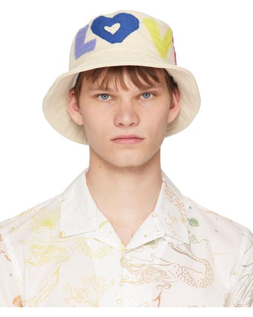 Paul Smith Off-white 'love' Appliqué Bucket Hat for Men