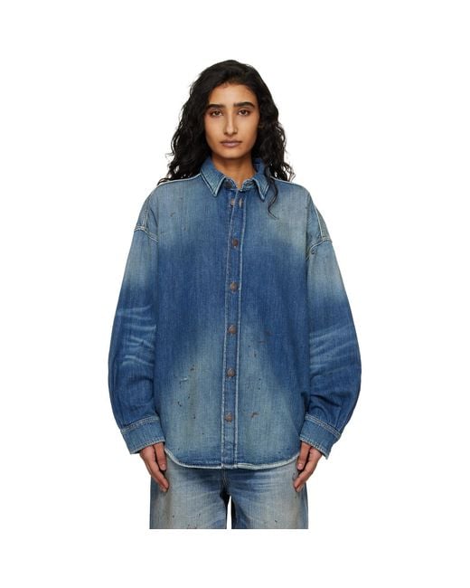 Acne Blue Button-Up Denim Shirt