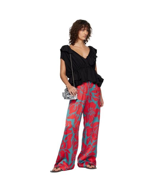 Dries Van Noten Red Elasticated Trousers
