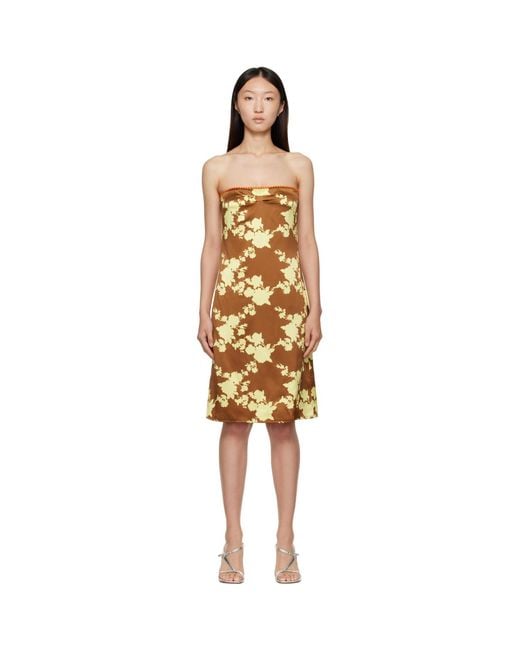 Versace Black Wild Roses Strapless Midi Dress