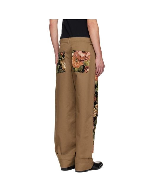Simone Rocha Brown Khaki Patchwork Workwear Trousers for men