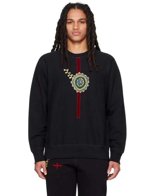 BENTGABLENITS Black Appliqué Sweatshirt for men