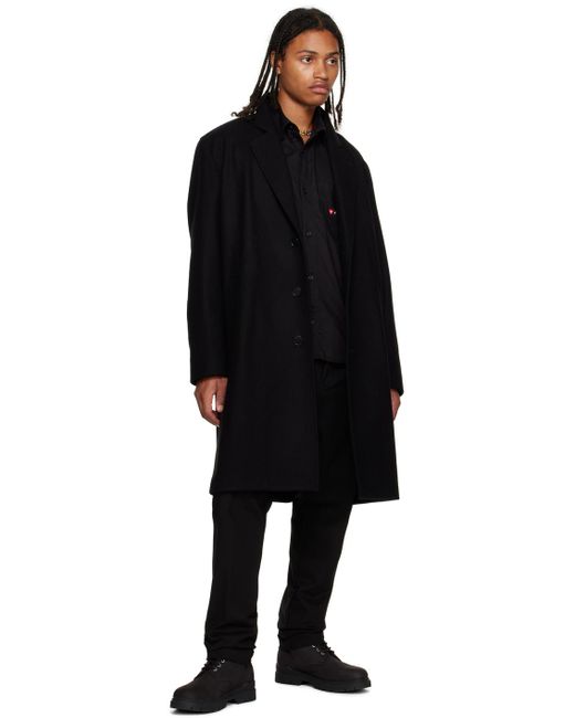 HUGO Black Relaxed-fit Coat for men