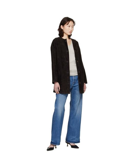 Loulou de Saison Black Waren Oval Suede Coat