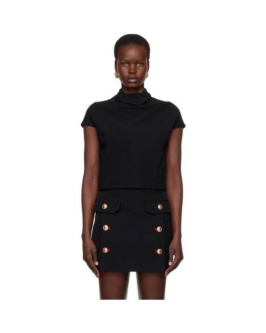 Versace Black Cady Draped-Neck Top