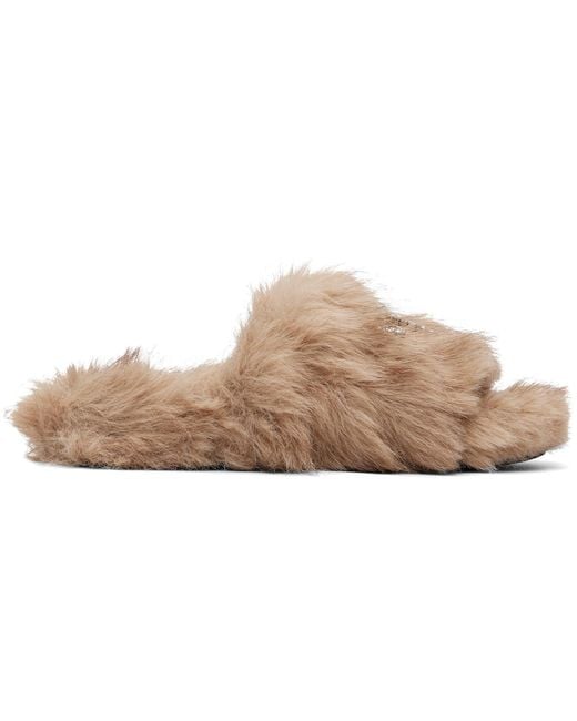 Balenciaga Brown Furry Slides