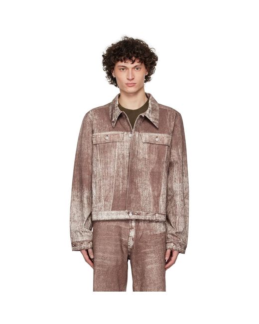 CAMPERLAB Brown Burgundy Paint Print Denim Jacket for men