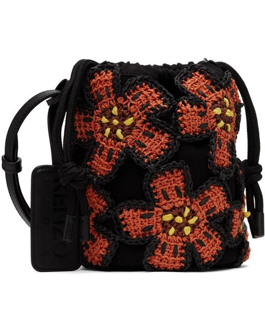 KENZO Black Paris Boke Flower Crochet Bag
