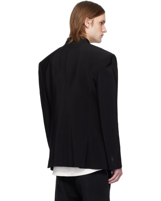 Mugler Black Collarless Tailored Blazer for men