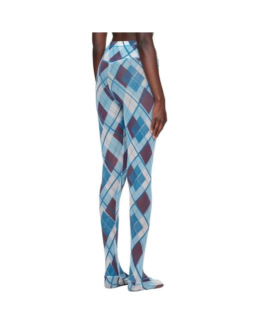 Chopova Lowena Blue Bonnet Flocked Mesh Leggings