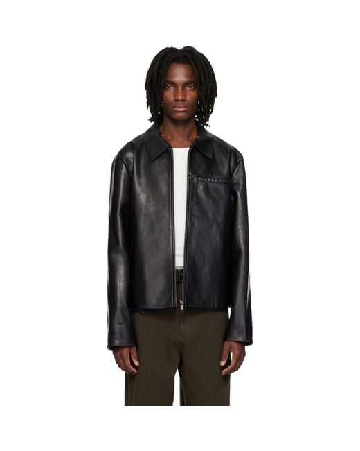 Entire studios Black Corehide Leather Jacket for men