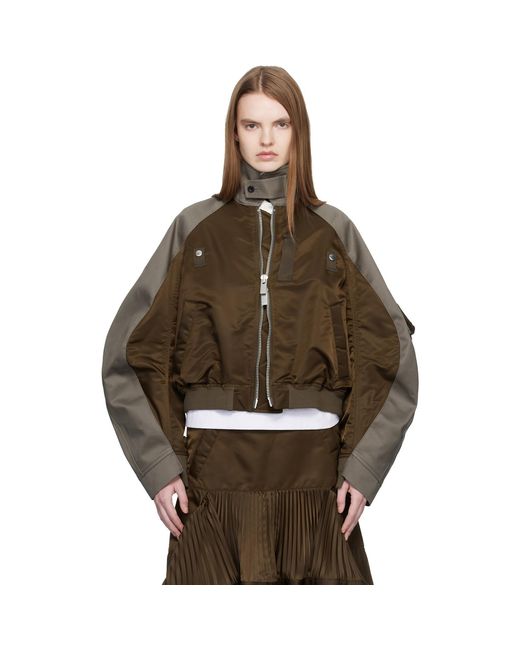 Sacai Brown Chino & Twill Bomber Jacket