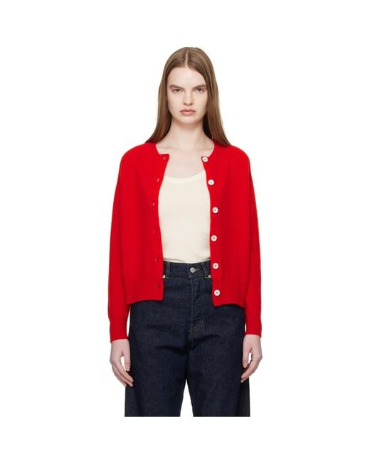 &Daughter Red Ada Crewneck Cardigan
