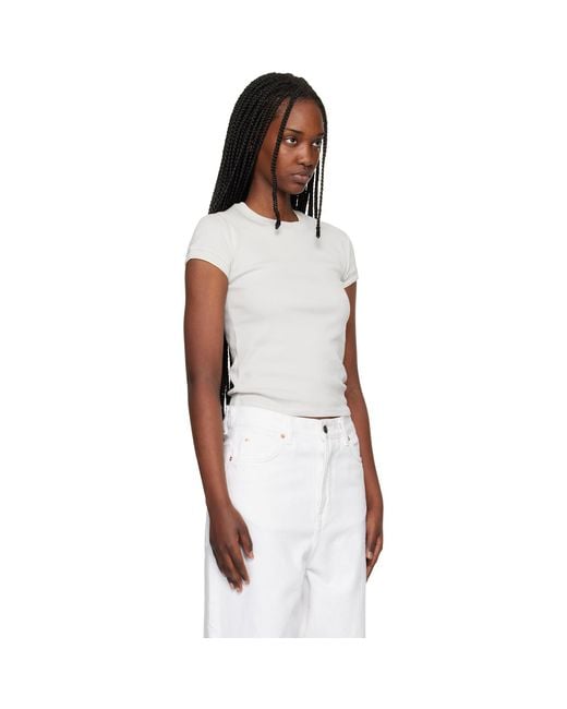 Maison Kitsuné White Contrasted Rib Fitted T-Shirt