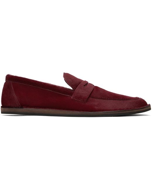 The Row Red Burgundy Cary Loafers
