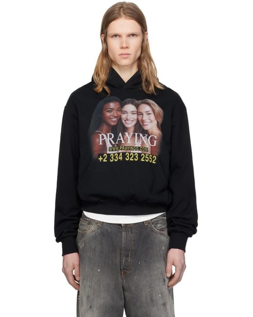 PRAYING Black 'Ai Girls' Hoodie for men
