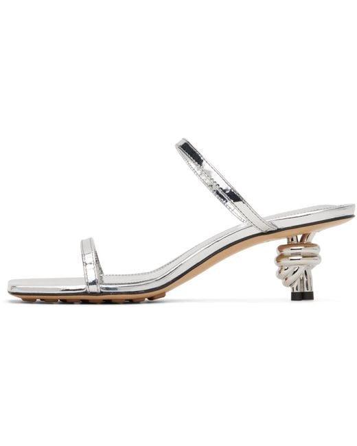Bottega Veneta Black Silver Knot Mules