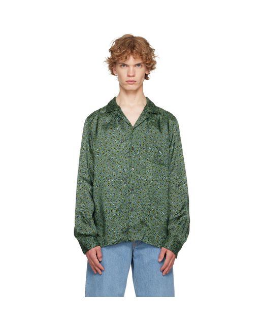 Dries Van Noten Green Viscose Twill Shirt for men