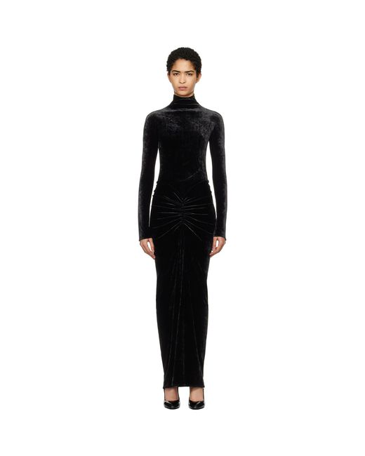 Alaïa Black Draped Maxi Dress