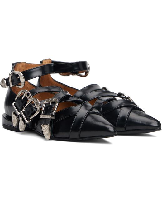 Toga Black Cross Strap Ballerina Flats