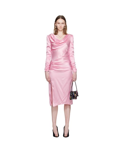 Valentino Pink Crepe Satin Midi Dress