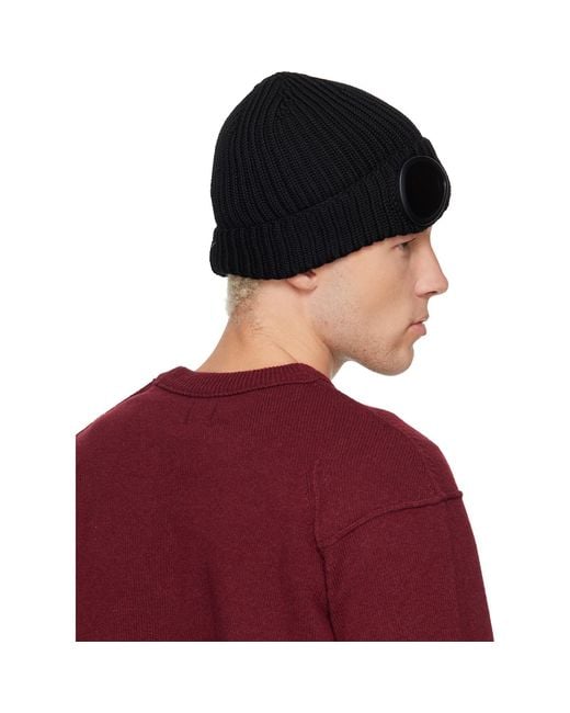 C P Company Purple Extrafine Merino Wool Goggle Beanie for men