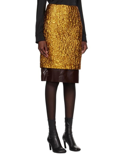 Dries Van Noten Black Gold Layered Midi Skirt