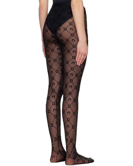 MARINE SERRE Black Moonogram Mesh Flock Tights