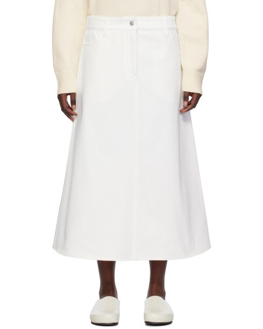 Studio Nicholson White A-line Denim Maxi Skirt