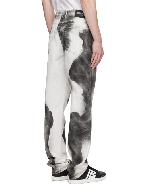 Jean Blanc À Imprimé Moon Et À Coupe Classique Balmain pour homme en coloris Black