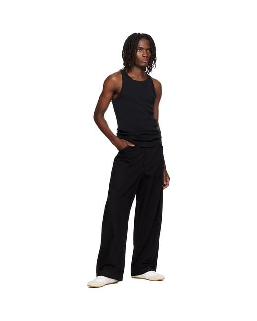 Lemaire Black Ribbed Jersey Tank Top for men