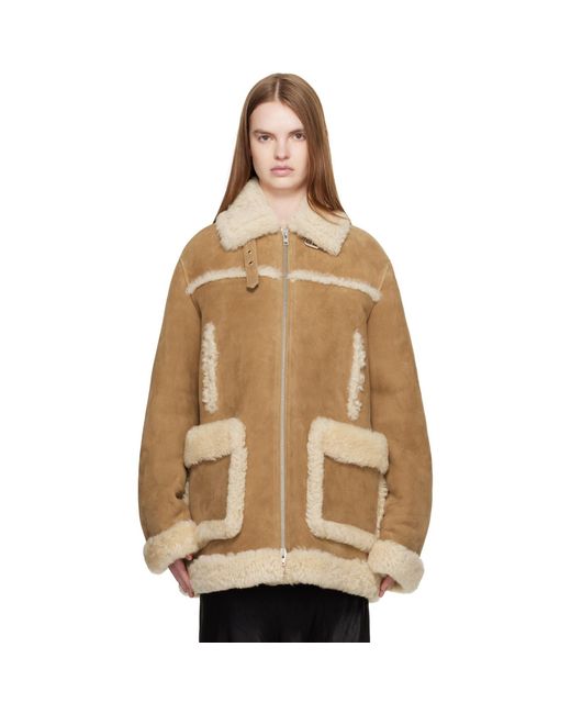 Maison Margiela Natural Tan Caban Shearling Coat
