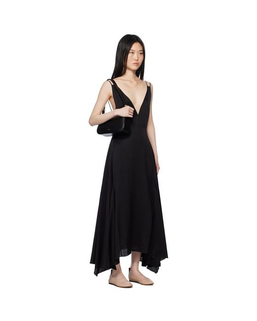 Lanvin Black Silk Bowling Midi Dress