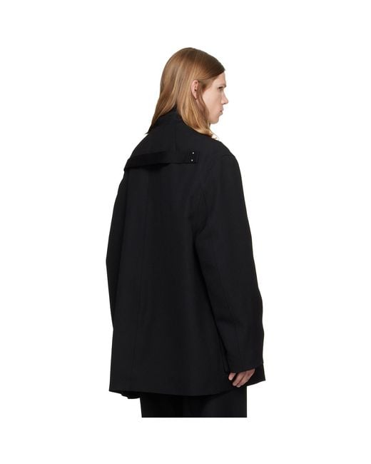 Rick Owens Black Tower Collared Mac Coat for men