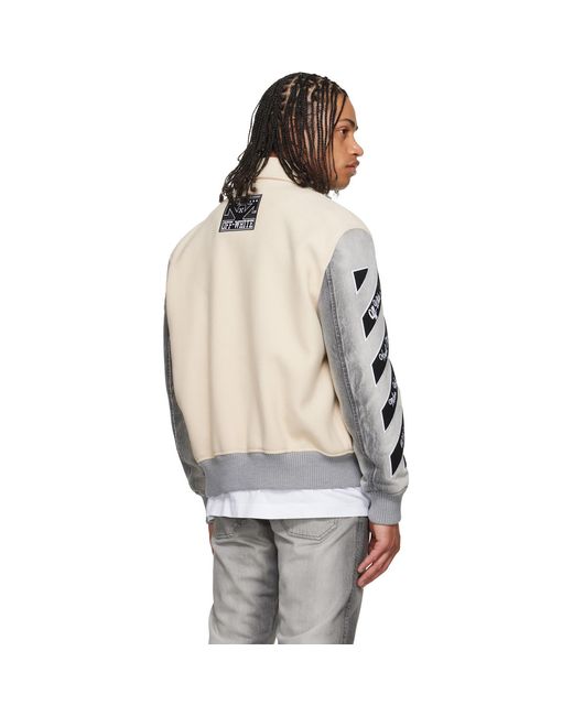 Off-White c/o Virgil Abloh Natural Wool Denim Relaxed Varsity Jacket for men