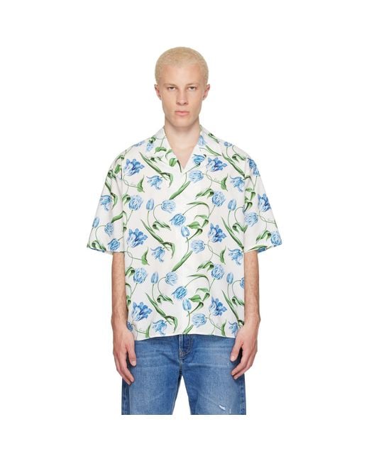 KENZO Blue Paris Tulip' Short Sleeve Shirt for men