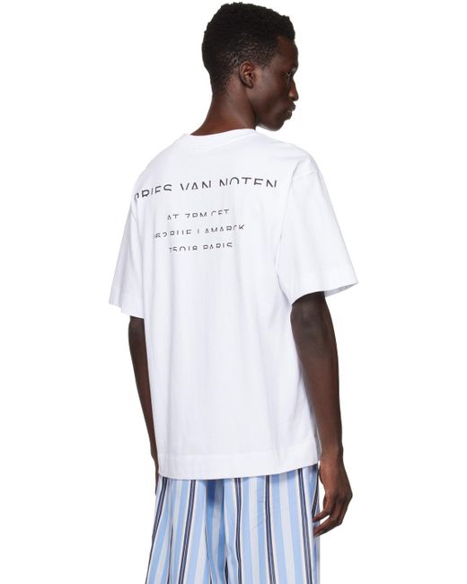 Dries Van Noten White Print T-shirt for men