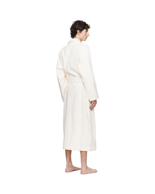 Tekla White Off- Terry Classic Bathrobe for men