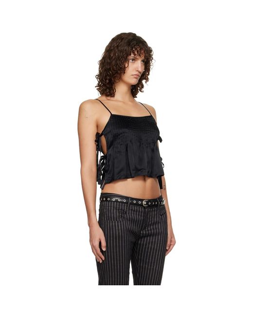 R13 Black Square Neck Tie Camisole