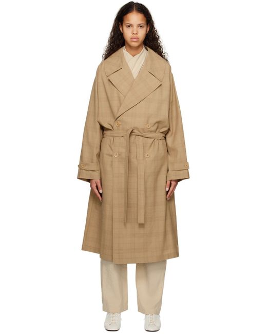 Lemaire Natural Beige Double-breasted Trench Coat