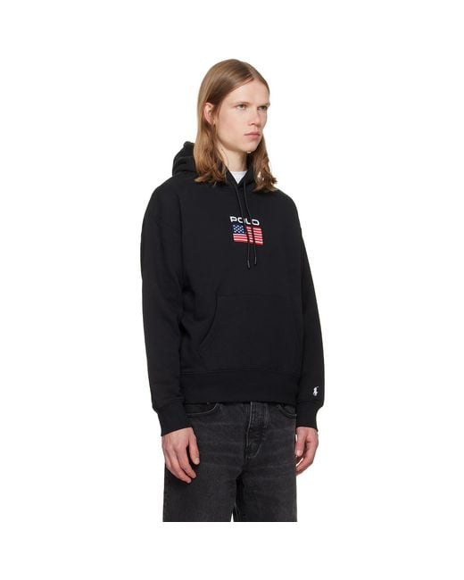 Polo Ralph Lauren Black Embroidered Logo Hoodie for men