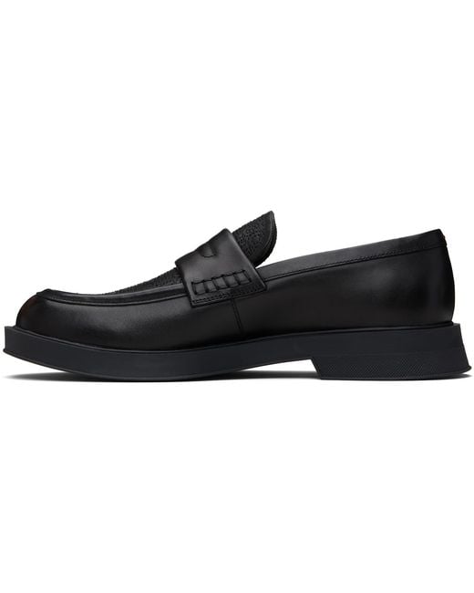 HUGO Black Embroidered-Logo Loafers for men