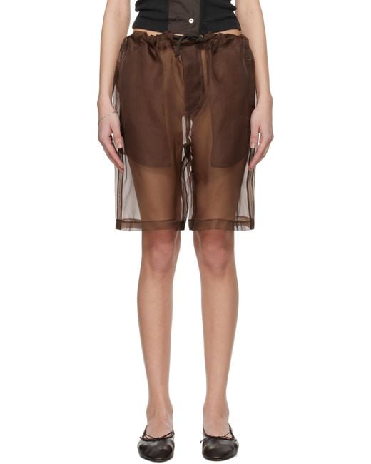 Meta Campania Collective ブラウン Neil Exaggerated See-Through シルク ドローストリング ショートパンツ Black