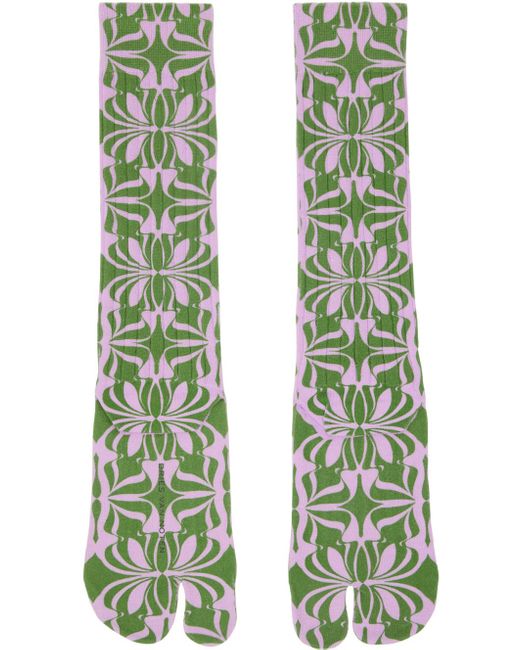 Dries Van Noten Green Printed Tabi Socks