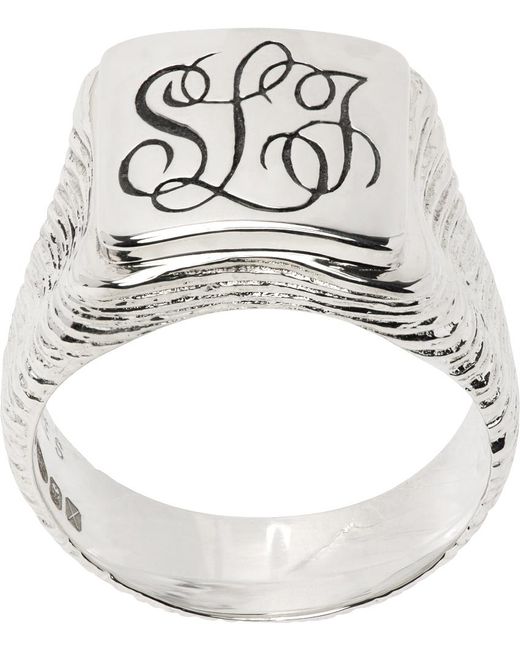 SWEETLIMEJUICE Metallic Square Signet Ring for men