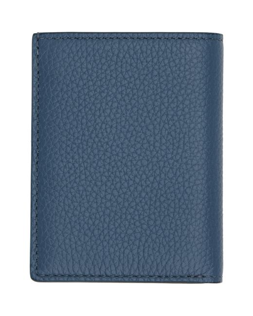 Tom Ford Blue Grain Leather Folding Card Holder for men